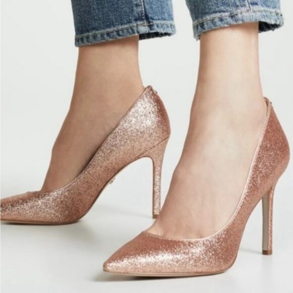 Sam Edelman Rose Gold Glitter Hazel Stiletto Pump 8.5 LP1203241 - Picture 1 of 16